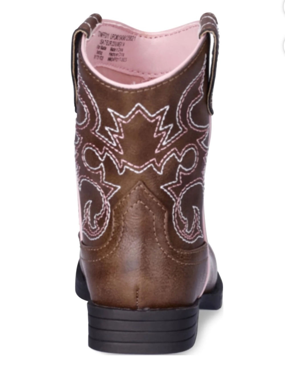 Wonder Nation Toddler Little Girl Western Cowgirl Boots Brown Pink Stitching NWT - Picture 7 of 10